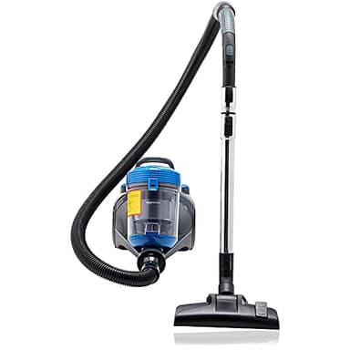 Amazon Basics Aspirateur sans sac à cylindre, puissant, pour sols durs et tapis, filtre HEPA, compact et léger, 700 W, 2.0 L, Noir/Bleu