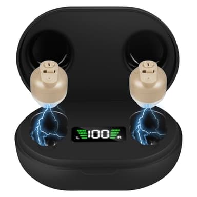 Aolso Amplificateur de Bruit Auditif, Amplificateur de Son Rechargeable, Réduction du Bruit, Station de Charge USB, Boîte de Rangement, Coupe Ergonomique Casque Sans Fil