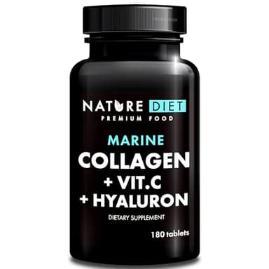 Nature Diet - Collagène marin avec acide hyaluronique et vitamine C, 180 comprimés, 500 mg | Peptane F | Collagène de poisson