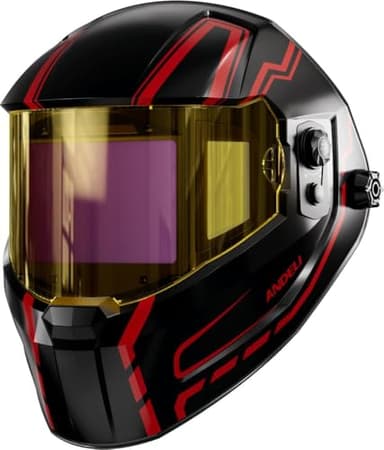 ANDELI Auto-Darkening OPTIM-600LB-BCB Casque de soudage numérique 7,2" x 3,2" Vue panoramique 180°, True Color, Charge Rapide USB-C, Protection DIN16 UV/IR, pour Soudure, meulage et Coupe Wig/MIG