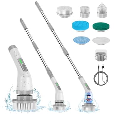Épurateur électrique, Brosse de Nettoyage électrique 7 en 1, Nettoyage Puissant 420 TR/Min, épurateur de Salle de Bain 1,5 h Double Vitesse avec Bras d'extension pour Cuisine, Voiture, carrelage, Mur