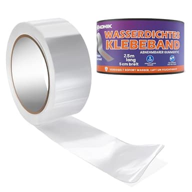HOMIK Ruban Adhésif Auto-Soudant Transparent et Imperméable Extrêmement Puissant pour l'extérieur et l'intérieur - 5cm x 2,5m - Résistant aux UV