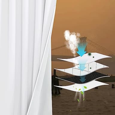 PONY DANCE Rideaux Occultant Blanc - Rideau Phonique Anti Bruit Isolant Thermique Anti Froid Acoustiques Anti Poussièr pour Maison Chambre Enfant/Adulte à Oeillets, 132 x 240cm, 2 Pcs