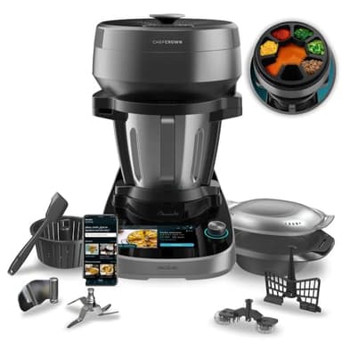 Cecotec Robot de Cuisine Multifonction avec Distributeur d'Aliments Mambo CooKing Victory. 1700 W, 45 Fonctions, Recettes Guidées, Récipient Victory de 5L, Acc: Cuiseur Vapeur ou Panier pour Bouillir