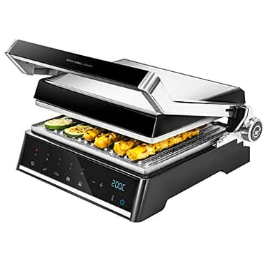 Cecotec Grill électrique Rock’nGrill Smart. Système de réglage de la puissance, du temps et de la température de 2000 W, ouverture à 180 °, plaques amovibles allant au lave-vaisselle