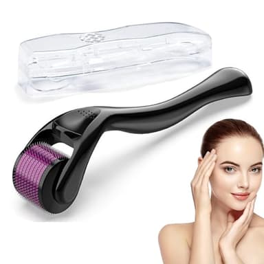 JIEYUCHU Derma Roller, 0,75 mm Dermaroller Cheveux, 660 Roller Micro Aiguille en Titane pour Visage Soin de la Peau, Stimuler la Repousse des Cheveux, Réduire la Chute des Cheveux