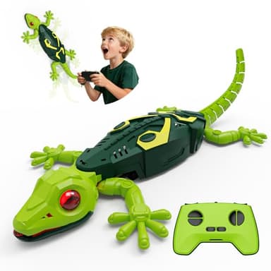 Yidoroye Gecko Radiocommandé Qui Rampe sur Le Sol, Et Les Murs Jouet Lézard Robot Vivant avec Yeux Lumineux,Cadeau Lézard Robot Grimpeur pour Garçons 3 4 5 6 7 8 Ans, Jouet Caméléon de Noël
