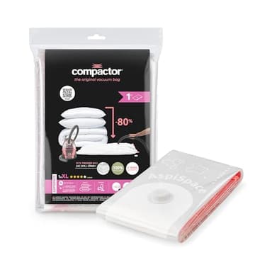 Compactor - Sac de rangement sous vide XL 130x80 cm - Grande capacité pour couettes, oreillers, vêtements - Utilisable avec aspirateur - Housse compression hermétique