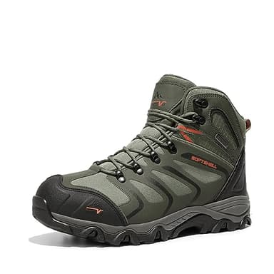 NORTIV 8 Chaussures de Randonnée Homme Bottines Hommes Chaudes Trekking Antidérapant pour Marche en Plein Air,Size 43,Armée/Vert/Noir/Orange,160448_M-E