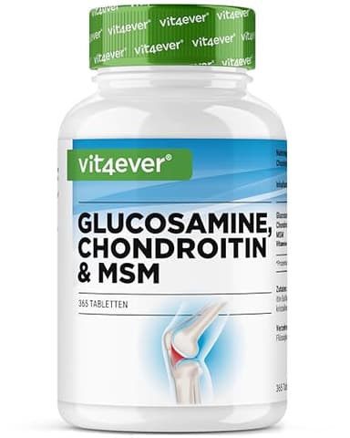 Glucosamine Chondroïtine MSM - 365 Comprimés - Hautement dosé à 2000 mg par jour - 3 mois d'approvisionnement - Sans additifs indésirables