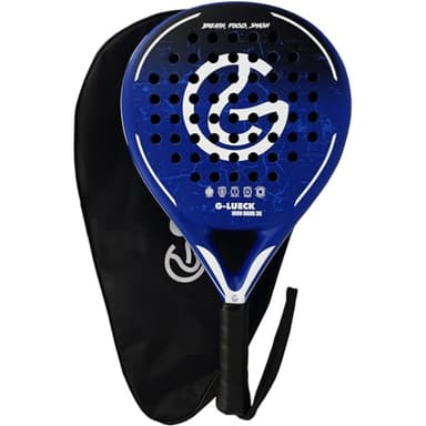 Raquette de Padel Iron Hand 3K Carbone – Forme Ronde, Contrôle et Puissance – Cadre en Carbone Renforcé – pour Débutants et Joueurs Confirmés – Bleue, Housse Incluse