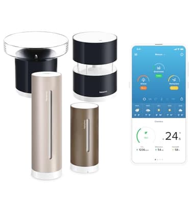Netatmo Station Météo ORIGINAL 2e génération | Intérieur & Extérieur + Anémomètre + Pluviomètre - Température, Humidité, Qualité de l'air, UV, Pollens, Prévisions météo | Compatible Apple, Alexa, Goog