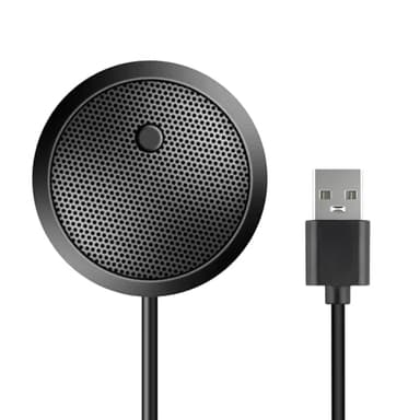 Microphone USB de Conférence, Micro D'ordinateur de Bureau Portable, Bouton Muet avec Indicateur LED, Microphone à Condensateur Omnidirectionnel à 360° pour PC, pour les Réunions/Classes, Plug & Play