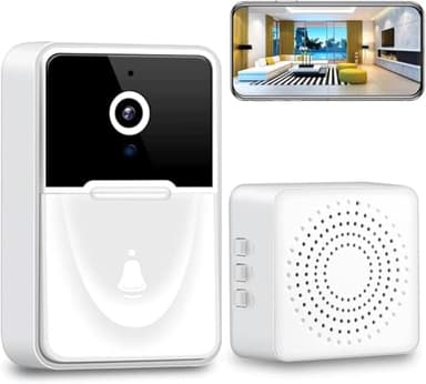 Générique Sonnette sans Fil avec caméra, Sonnette caméra1080p,Surveillance de Vision Nocturne HD,interphone à Domicile,Support de sécurité Intelligent,Sonnette vidéo WiFi pour appels vocaux