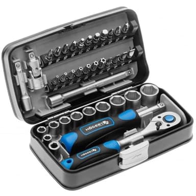 Högert HT1R462 Coffret à outils Jeu de douilles tournevis à cliquet Noir/bleu 1/4"