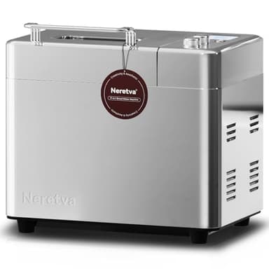 Neretva Machine à Pain, Distributeur Auto & Silencieuse (≤30dB) Machine a Pain avec Double Chauffage &1000G Bol Céramique Antiadhésif & Minuterie, 17 Programmes Sans Gluten/Pain Au Levain/Pain Complet