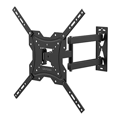 GRIFEMA Support Mural TV 26-55 Pouces - Fixation Murale TV Peut Contenir Jusqu'à 30KG, Accroche Television Mural Orientable (± 45°), Incline (+ 5°, -10°) et Étend, Support Vesa pour TV Plat/Incurvé