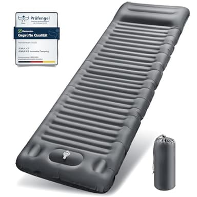 JEMULICE Matelas de Camping avec Pompe à Pied, Épaisseur Améliorée 12CM Tapis de Couchage Autogonflant, Matelas Randonnée avec Oreiller, Matelas Gonflable Ultraléger pour Camping,Tente,Randonnée
