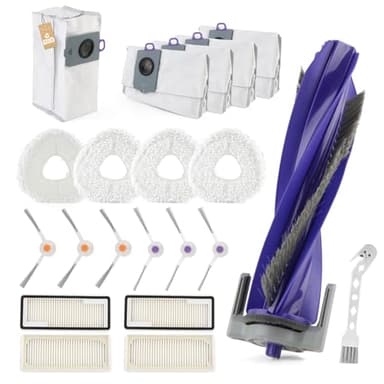 20 Pièces pour Narwal Freo Z Ultra Kit D'accessoires de Rechange Aspirateur Robot avec 1 Brosses Principales, 4 Vadrouille,6 Brosses Latérales, 4 Filtres, 4 Sacs à Poussière,1 Brosse De Nettoyage