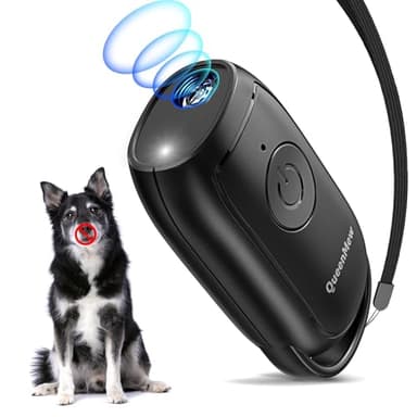 QueenMew Anti Aboiement Chien Portatif, Puissant Boitier Ultrason Chien avec LED, Boitier Anti AboiementChien Ultrason pour Intérieur & Extérieur, AntiAboiement pour Petits, Moyens et GrandsChiens