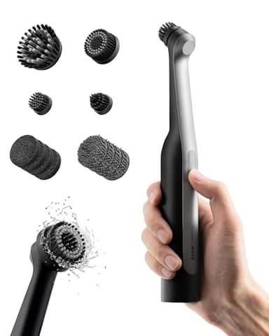 HOTO Wand™ Brosse Nettoyage Electrique Rechargeable IPX7 Étanche, Brosse Électrique Nettoyante Rotative | 12 Têtes Interchangeables - Joints, coins, cuisine & salle de bain