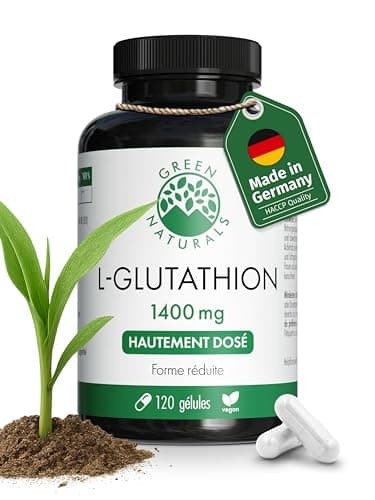 Green Naturals® L-Glutathion réduit – Hautement dosé 1.400 mg par dose journalière – Issu de fermentation naturelle – Qualité allemande – 120 gélules (60 jours)