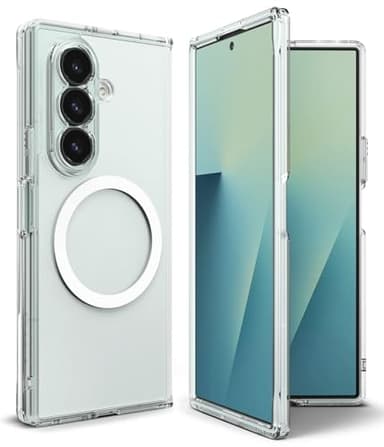 Ringke Coque Compatible avec Samsung Z Fold 7 [Fusion Magnetic] Magnétique Transparente Ultra Fine Solide Rigide Back Souple Bumper Antichoc Protection Étui Galaxy Z Fold 7 Case - Magnetic Clear