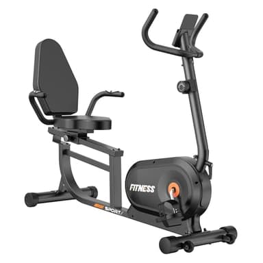 Dskeuzeew Vélo d'appartement Semi-Allongé, Vélo Couché Magnétique avec 8 Niveaux de Résistance Réglables avec Dossier, Capteur Cardiaque et écran LCD, Capacité de Charge de 180kg