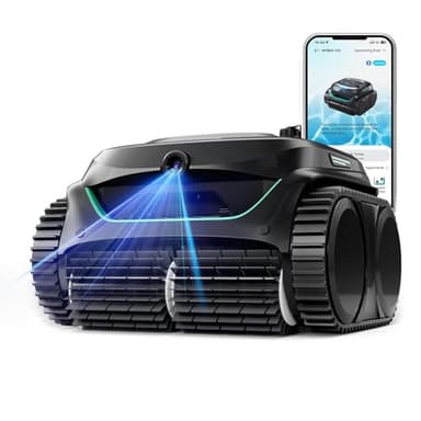 WYBOT C2 Vision AI caméra Robot Piscine sans Fil avec Batterie, Robot de Piscine Sol et Mur, Filtration à Deux Couches, Aspiration puissante, pour piscines enterrées jusqu'à 180㎡ (Noir-Vert)