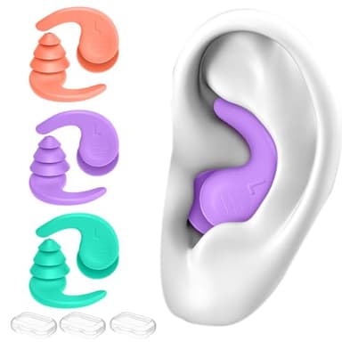 Schwimmen Ohrstöpsel, Verbeserte Bouchon Oreille Piscine, 3 Paires de Bouchons d'oreilles de Natation en Silicone Réutilisables et Imperméables pour le surf et autres sports nautiques