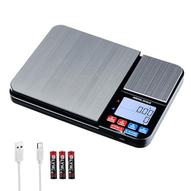 Wigearss Balance de Cuisine Numérique, 10kg/1g et 500g/0,01g de Précision, Double Plateforme, 7 Unités de Pesée, Balance Alimentaire de Haute Précision avec Écran LCD Rétroéclairé, Fonction Tare