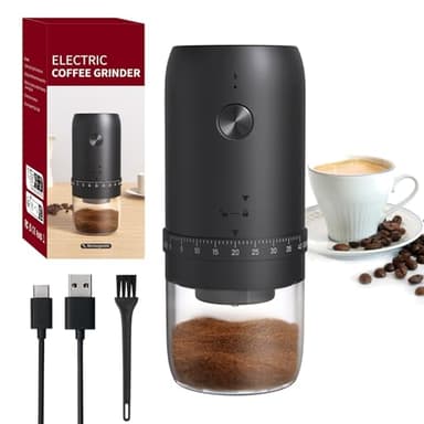 HOTUT Moulin à Café Électrique, Broyeur Cafe Grain avec 40 Réglages de Mouture Précise, Rechargeable par USB, Broyeur en Céramique en Déplacement, pour le Bureau, Les Voyages et le Camping (Noir)