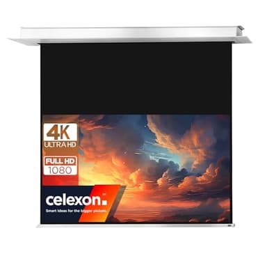 celexon Professional Plus Écran de projection encastrable motorisé 80" | 180x101 cm 16:9 | Écran de cinéma maison 4K Full HD pour vidéoprojecteurs | installation au plafond | interrupteur mural fourni