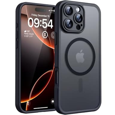 TOCOL Coque Magnétique pour iPhone 16 Pro Max 6,9 Pouces, Compatible avec MagSafe, Protection de l'objectif améliorée, Coque Mat Translucide Fine Antichoc, Noir