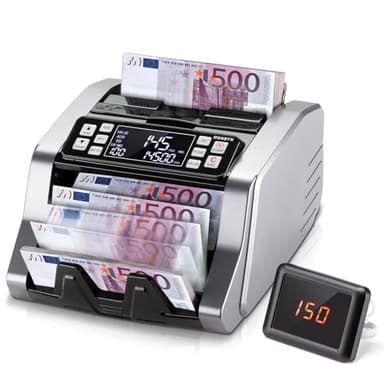 Compteuse de Billets Et Compteur de Billets Munbyn Imc20 | Machine Compte Billet avec DéTection UV/MG/IR/MT, Comptage par Valeur pour Usd/EUR, Modes Add/Batch/Value