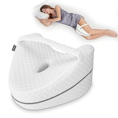 LITSPOT Oreiller de Jambe Oreiller de Genou Ergonomique avec Mousse à Mémoire de Forme pour Dormir pour Soulager la Pression - Hanches, Jambes, Genoux, Blanc