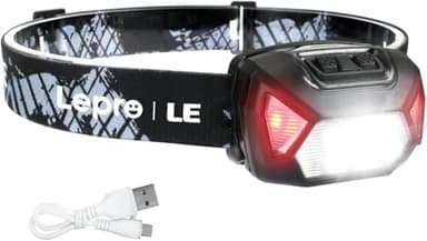 Lepro Lampe Frontale Rechargeable, D5000 Super Lumineux Torche Frontale LED, 2000LUX Torche Frontale LED Puissante avec Voyant Rouge, 6 Modes d'éclairage 30H d'autonomie pour Course, Urgence, Cyclisme