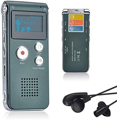 Lychee Dictaphone Enregistreur Vocal Numérique 8GO Portable, Lecteur MP3 Audio à Double Microphone pour Conférences/Réunions/Entretiens/et Cours (Gris), par usb