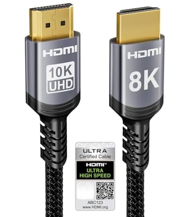 Sniokco 10K 8K 4K Câble HDMI 2.1 48Gbps 1M, Certifié Ultra Haute Vitesse HDMI® Cable 0.01ms 4K 240Hz 165Hz 120Hz 8K 60Hz eARC Netflix HDCP 2.3 2.2 DTS:X HDR10+ TV Moniteur Projecteur Roku