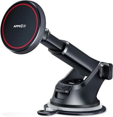 APPS2Car Support Voiture Magnétique Magsafe, Porte-Téléphone iPhone pour Pare-Brise et Tableau de Bord, Ventouse Robuste Compatible avec iPhone 15 14 13 12 Pro/Plus et Étui Magsafe, Rouge