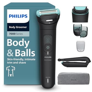 Philips Bodygroom série 7000 - tondeuse hommes avec tête flexible 2D, système de rasage Triple protection, têtes interchangeables, zones intimes, 100% étanche, autonomie 120 min, modèle BG7480/15