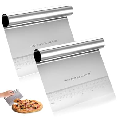 2 Ramasse Légumes Cuisine, Raclette en Acier Inox, Grattoir à Pâtes en Acier Inoxydable, Pelle à Légumes, Grattoirs Coupe Pate Spatule Cuisine, Spatule à Pâte, Coupe-Pâtes Pizza Gâteau Patisserie