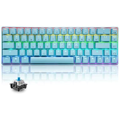 T8 RGB 60% Clavier Mécanique, Clavier de Jeu Filaire Layout Compacte 65%, 18 LED RVB Chroma Rétroéclairées, QWERTY Mini 68 Touches Full Key Anti-ghosting Pour PS4, Xbox, PC, MAC - Blue Switch/Blue