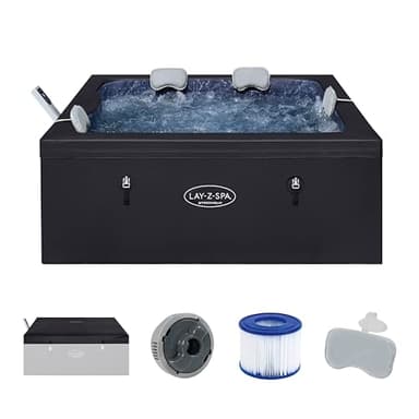 Bestway Lay-Z-Spa Stockholm AirJet Jacuzzi à économie d'énergie 164 x 164 cm – Piscine Intelligente pour 6 Personnes avec contrôle par Application, Chauffage à 40 °C, Isolation ThermaCore et 140 Jets