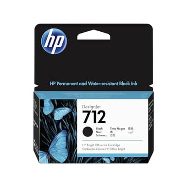 HP 3ED70A Cartouche d'encre Authentique 712 Noir de 38 ML avec Encre d'origine, pour Traceurs Grand Format DesignJet T650, T630, T250, T230 et Studio et tête d'impression 713 DesignJet
