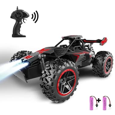 SZJJX Voiture télécommandée pour enfants de 3 4 5 6 7 ans et plus, 15 km/h avec lumières, 2,4 GHz Voiture RC 2WD pour jouets cadeau garçon fille Noir/rouge