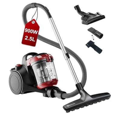 Akitas C10P Aspirateur sans Sac 900 W – Brosse sols durs Wessel Werk D320 Allemande en Poils naturels 32 cm, idéal pour parquet, stratifié et carrelage