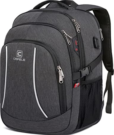 CAFELE Sac à Dos Sac à Dos pour Ordinateur Portable surdimensionné, Sac à Dos de Voyage Durable, Sac d'école étanche antivol RFID pour Hommes et Femmes, Gris