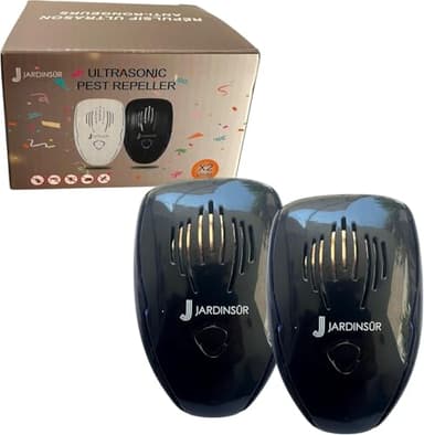 JardinSûr - Répulsif À Ultrasons Contre Les Nuisibles pour Intérieur – Pack De 2 – Couvre 140m² par Appareil – Repousse Souris, Rats, Rongeurs, Moustiques, Insectes & Mouches