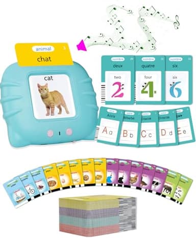 Cartes Flash Parlantes Français + Anglais(510 Mots Bleu) - Jouet Éducatif Montessori 1-6 Ans - Jeu d'Éveil Langage sans Écran - Machine à Lire Bébé Garçon Fille - Idéal Orthophonie & Voyage